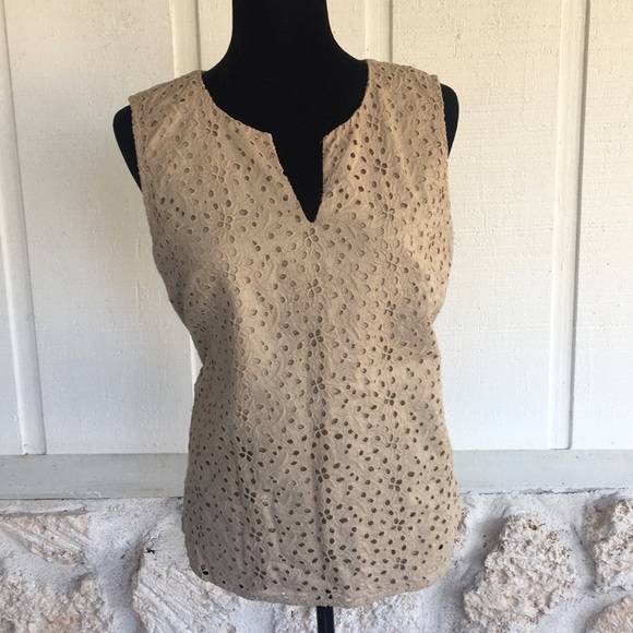 Talbots Tops - Talbots large eyelet tan dress blouse